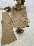 Premium Beige Salsa Crushed Festive Co-Ord Set