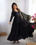 Party Wear Roman Silk Anarkali Suit Set With Premium Dupatta