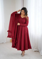 Premium Embroidered Soft Fox Georgette Anarkali Suit Set with Dupatta