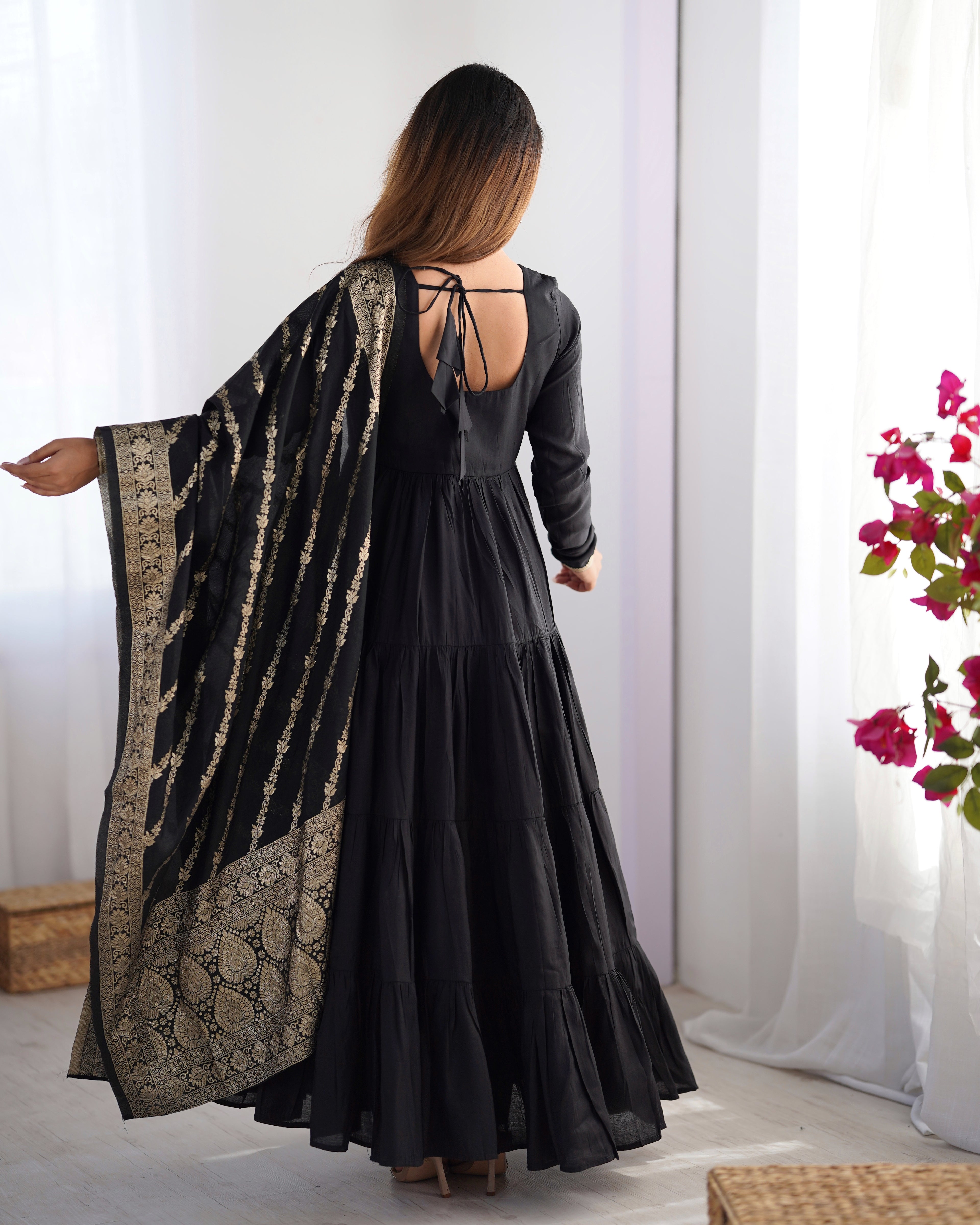 Party Wear Roman Silk Anarkali Suit Set With Premium Dupatta