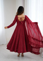 Premium Embroidered Soft Fox Georgette Anarkali Suit Set with Dupatta