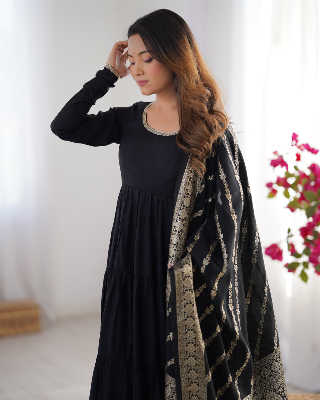 Party Wear Roman Silk Anarkali Suit Set With Premium Dupatta