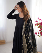 Party Wear Roman Silk Anarkali Suit Set With Premium Dupatta