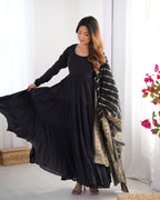 Party Wear Roman Silk Anarkali Suit Set With Premium Dupatta
