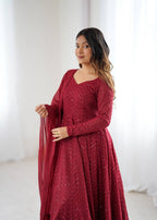 Premium Embroidered Soft Fox Georgette Anarkali Suit Set with Dupatta