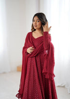 Premium Embroidered Soft Fox Georgette Anarkali Suit Set with Dupatta