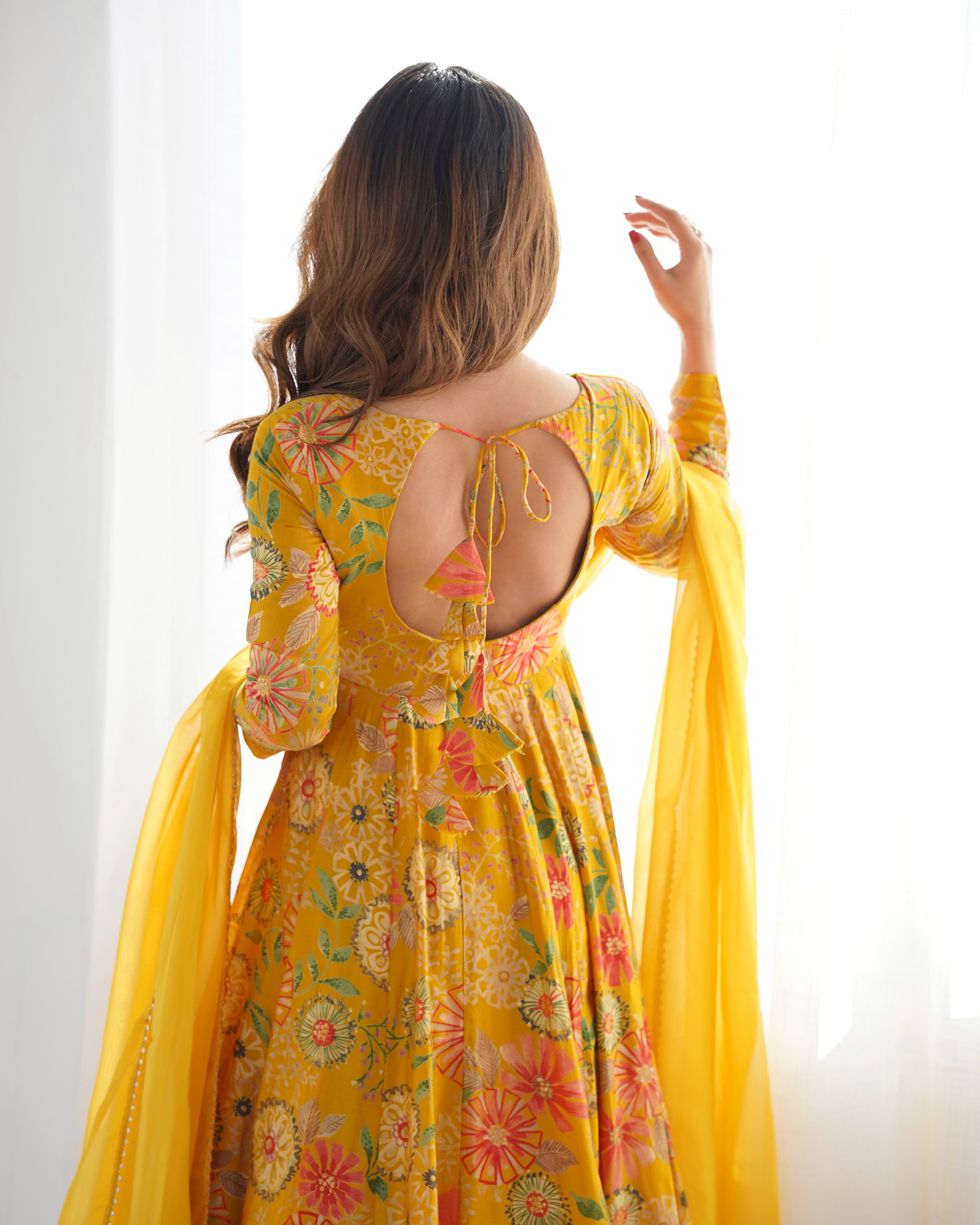 Sunshine Bloom Printed Roman Silk Kurta Palazzo Set with Dupatta