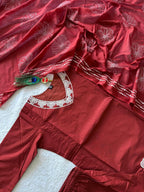 Very Beautiful Red Floral Embroidered Cotton Suit Set