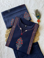 Very Attractive Blue Pure Cotton Hand Block Print Suit Set