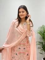 Premium Designer Pink Georgette Embroidery Suit Set