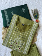 Elegant Green Hand Block Printed Pure Cotton Suit Set