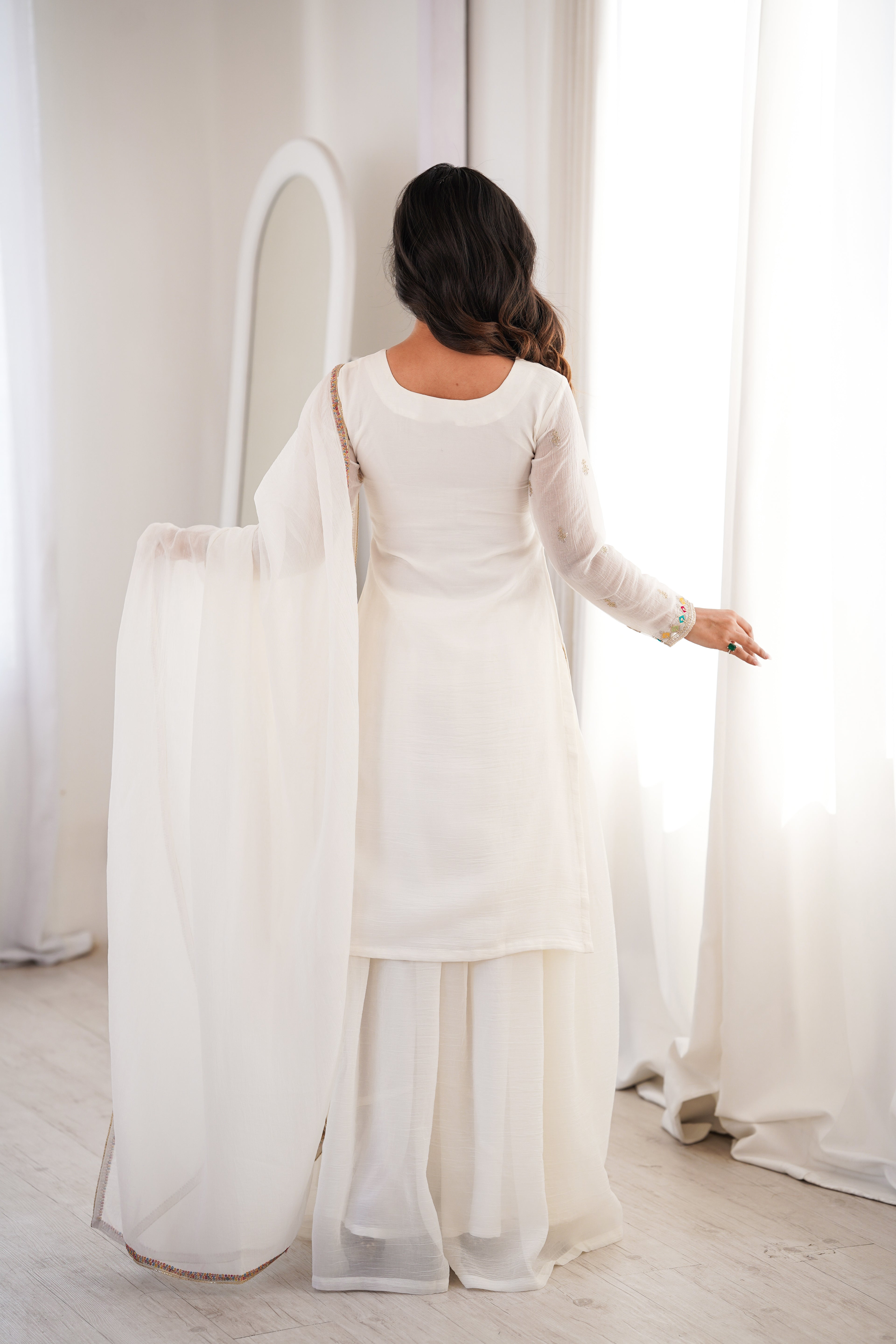 Premium Crunchy Silk Straight Kurta Palazzo Set with Dupatta