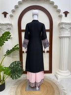 Black Rayon Thread Work Cotton Co-ord Kurta Set
