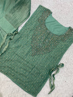 Very Beautiful Sage Green Salsa Silk HandWork Co-Ord Set