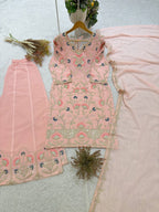 Premium Designer Pink Georgette Embroidery Suit Set