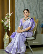 PURPLE COLOR SILK BLEND SAREE WITH BLOUSE