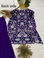 Festive Designer Royal Purple Georgette Indo-Western Set