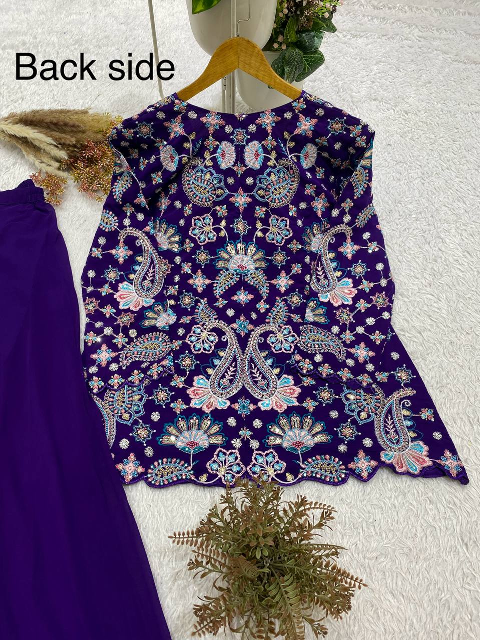 Festive Designer Royal Purple Georgette Indo-Western Set