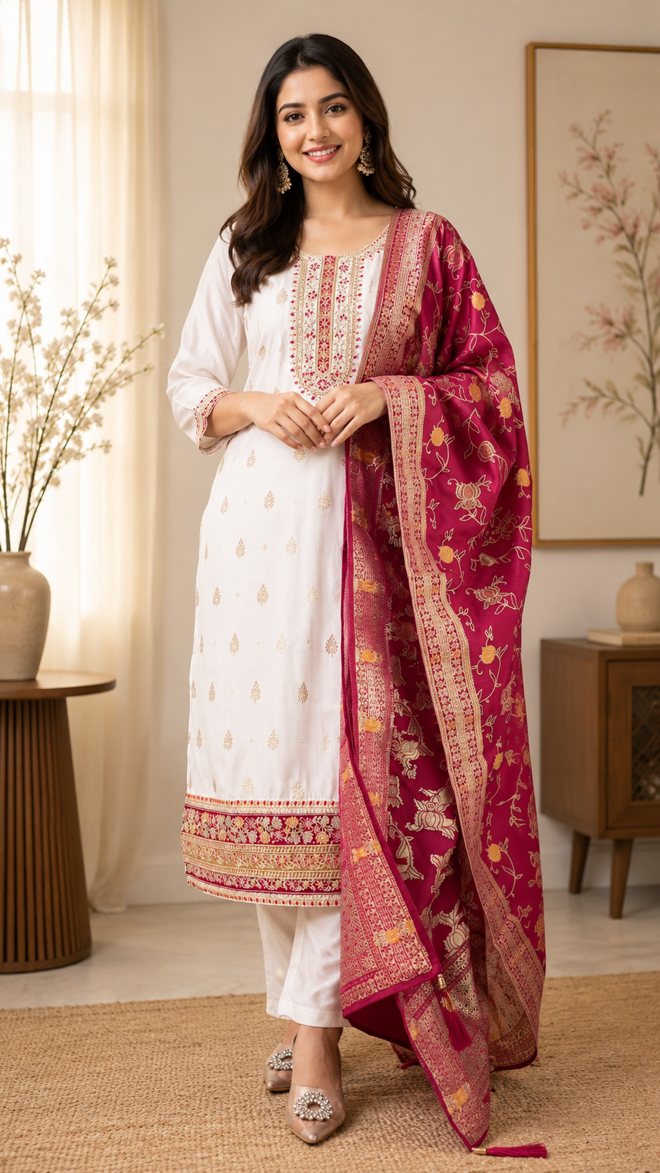Very Gorgeous Pure Kanjivaram Silk Suit Set With Embroidery Work
