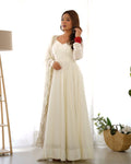 Snow White Luxury Ethnic Outfit with Elegant Flowy Silhouette and Dupatta