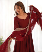 Maroon Magic Premium Occasion Wear Full Flare Anarkali Dress