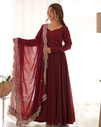 Maroon Magic Premium Occasion Wear Full Flare Anarkali Dress