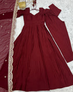 Maroon Magic Premium Occasion Wear Full Flare Anarkali Dress