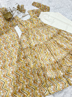 Women’s Heavy Pure Soft Fox Georgette Zigzag Print Anarkali Gown Set with Dupatta