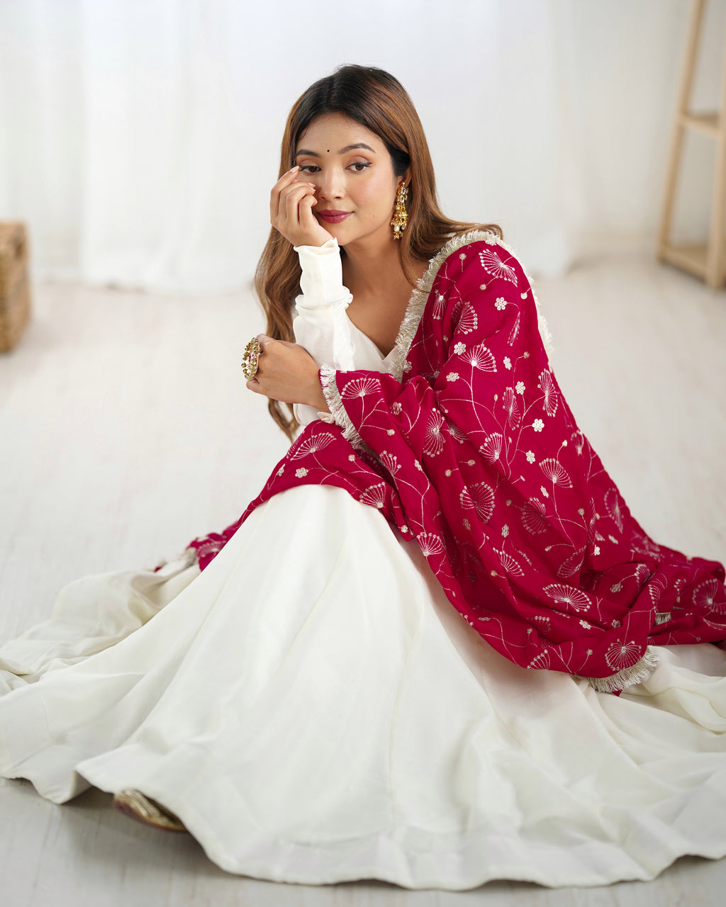 Women's Premium Vichitra Silk Anarkali Gown with Fancy Dupatta