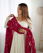 Women's Premium Vichitra Silk Anarkali Gown with Fancy Dupatta