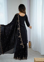 Elegant Embroidered Soft Crunchy Silk Sharara Suit Set with Dupatta