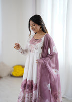 Very Attractive Printed Soft Organza Silk Anarkali Suit Set with Dupatta
