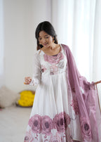 Very Attractive Printed Soft Organza Silk Anarkali Suit Set with Dupatta