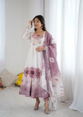 Very Attractive Printed Soft Organza Silk Anarkali Suit Set with Dupatta