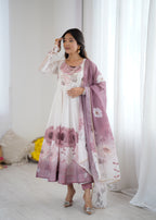 Very Attractive Printed Soft Organza Silk Anarkali Suit Set with Dupatta