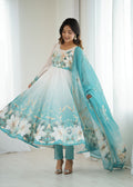 Very Beautiful Printed Soft Organza Silk Anarkali Suit Set with Dupatta