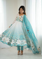 Very Beautiful Printed Soft Organza Silk Anarkali Suit Set with Dupatta