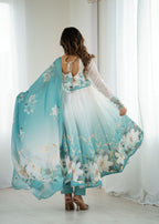 Very Beautiful Printed Soft Organza Silk Anarkali Suit Set with Dupatta