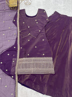 Luxe Silk-Blend Straight Kurta and Dramatic Tiered Sharara