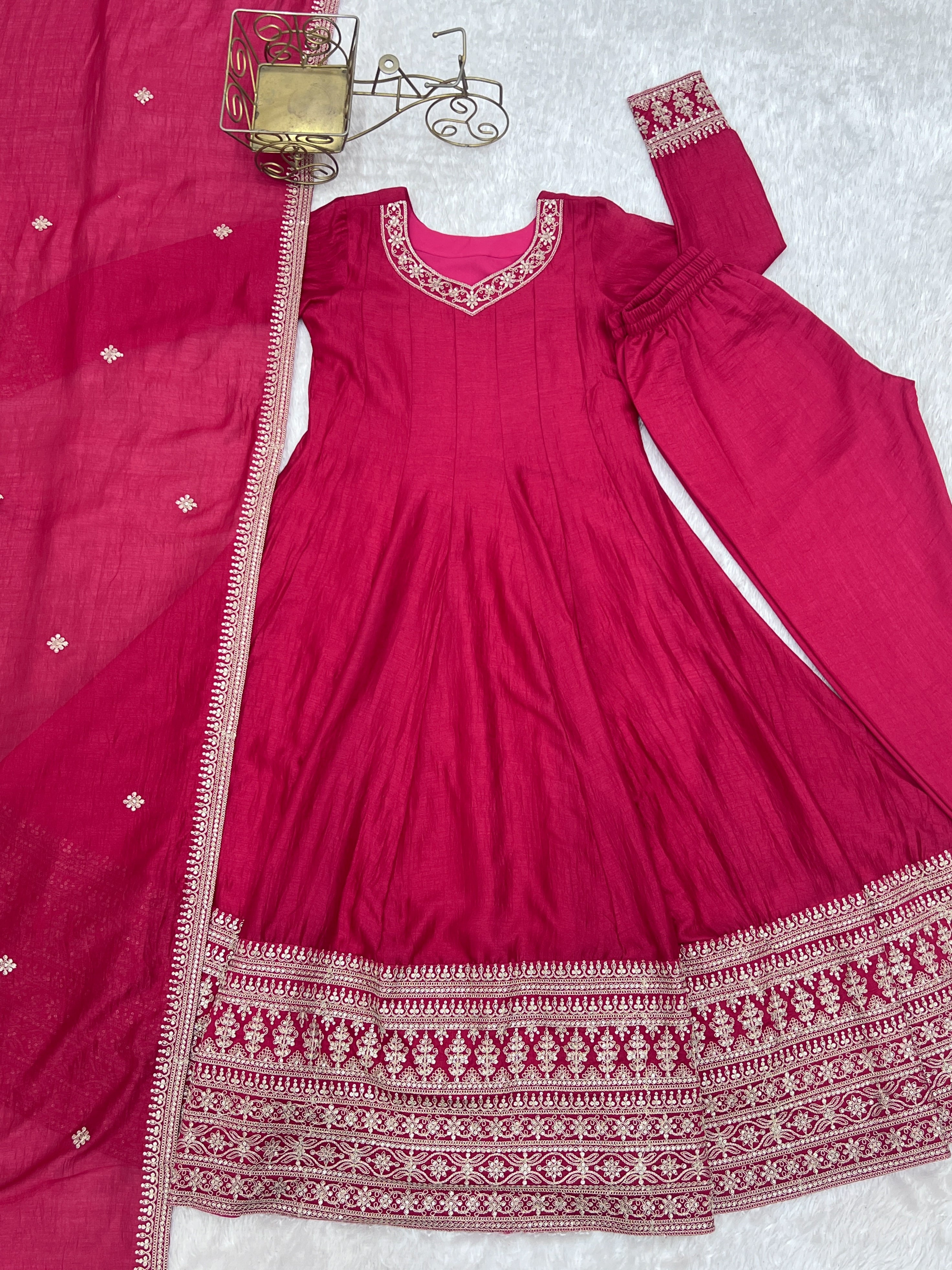 Elegent Flared Woven Brocade Kurta Set for Timeless Celebrations