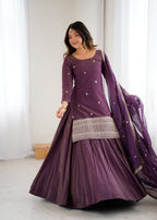 Luxe Silk-Blend Straight Kurta and Dramatic Tiered Sharara