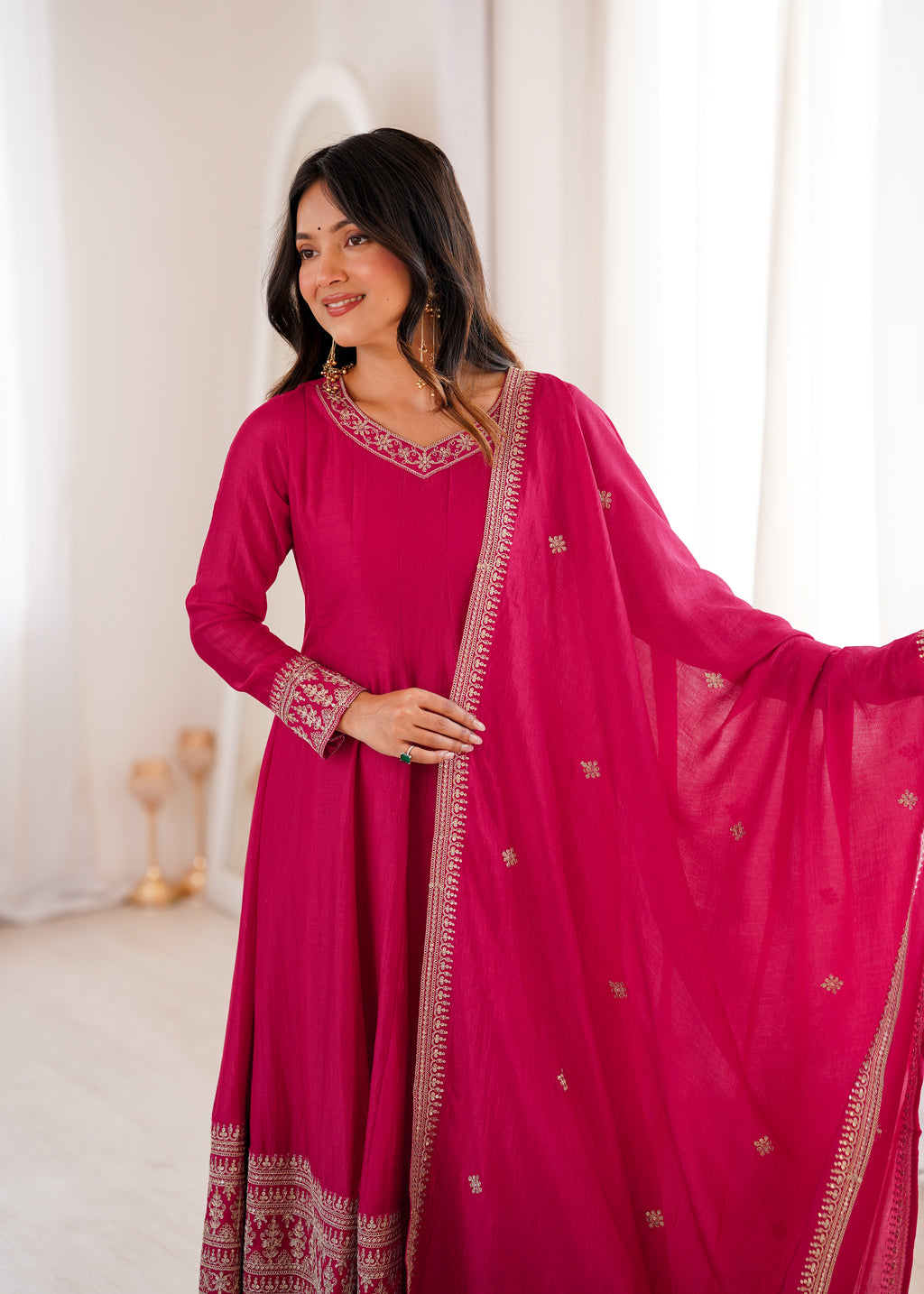 Elegent Flared Woven Brocade Kurta Set for Timeless Celebrations