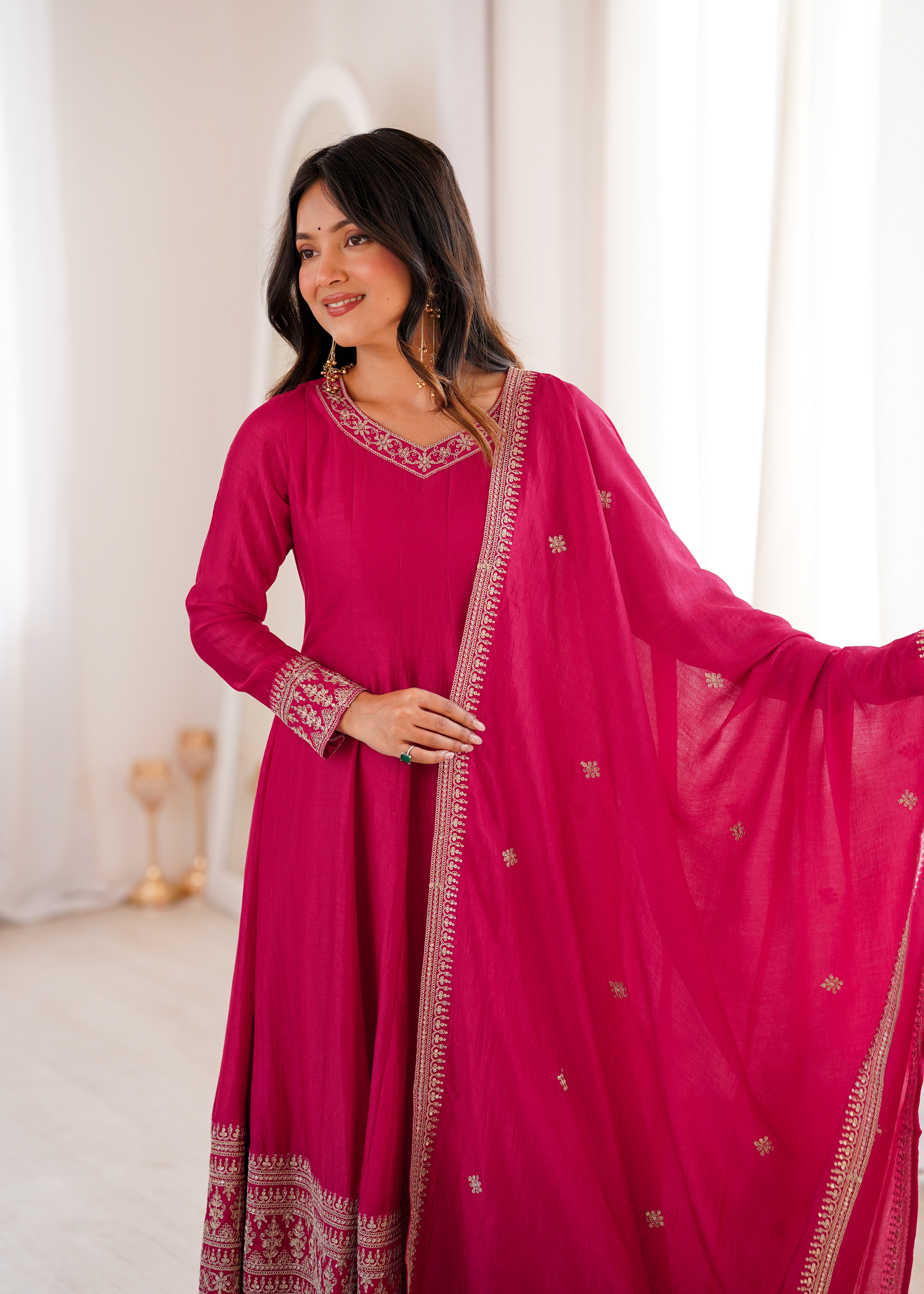 Elegent Flared Woven Brocade Kurta Set for Timeless Celebrations