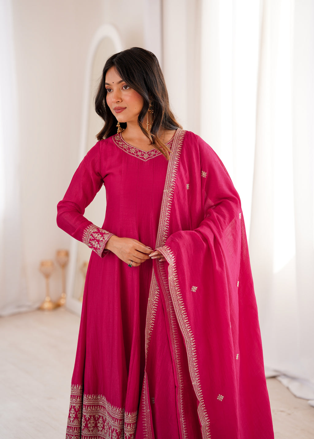 Elegent Flared Woven Brocade Kurta Set for Timeless Celebrations