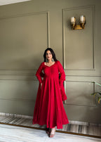 Luxury Georgette Anarkali Set with Shimmering Sequin Accents