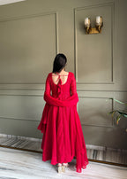 Luxury Georgette Anarkali Set with Shimmering Sequin Accents