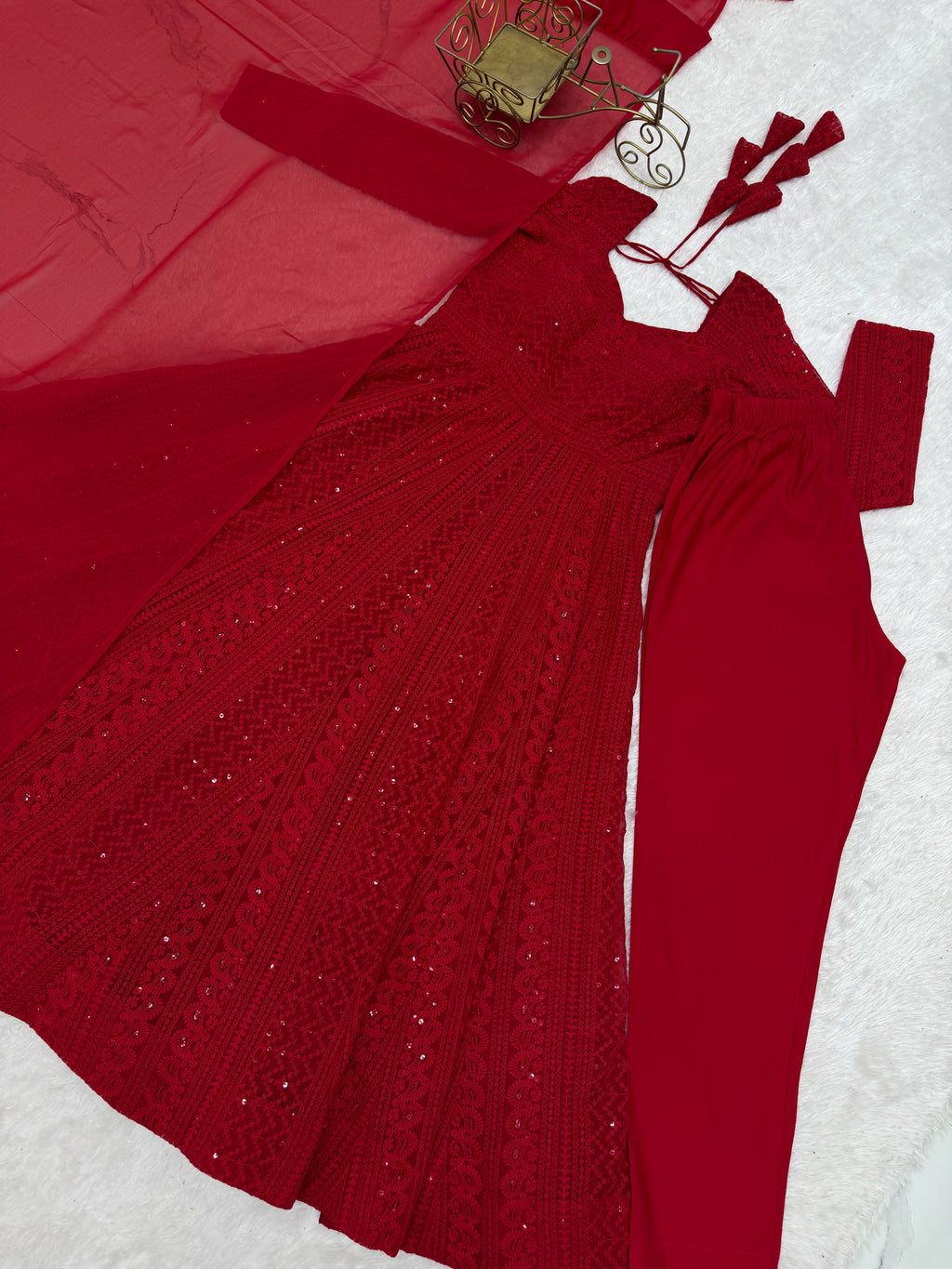 Luxury Georgette Anarkali Set with Shimmering Sequin Accents