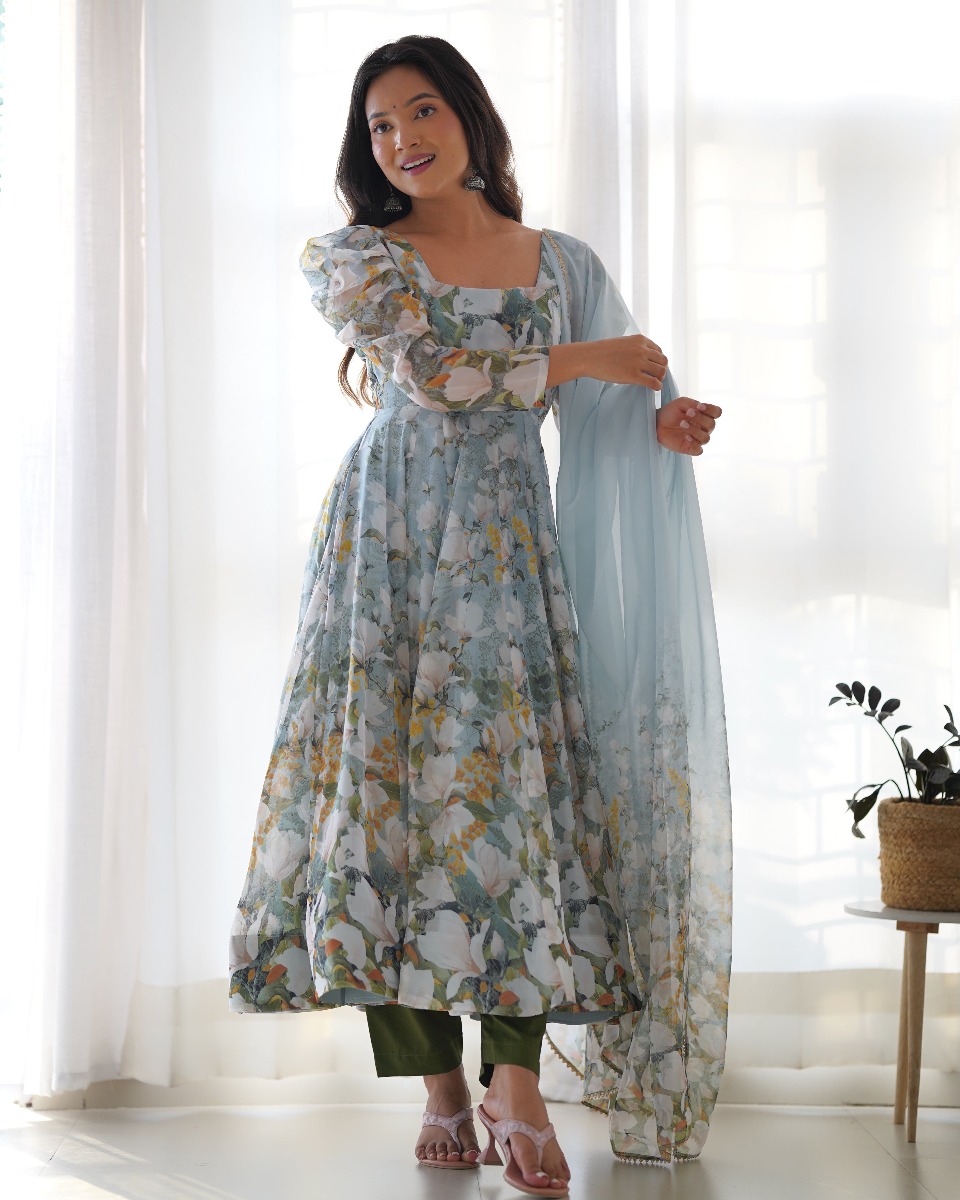 Premium Soft Organza Silk Anarkali Suit Set with Dupatta