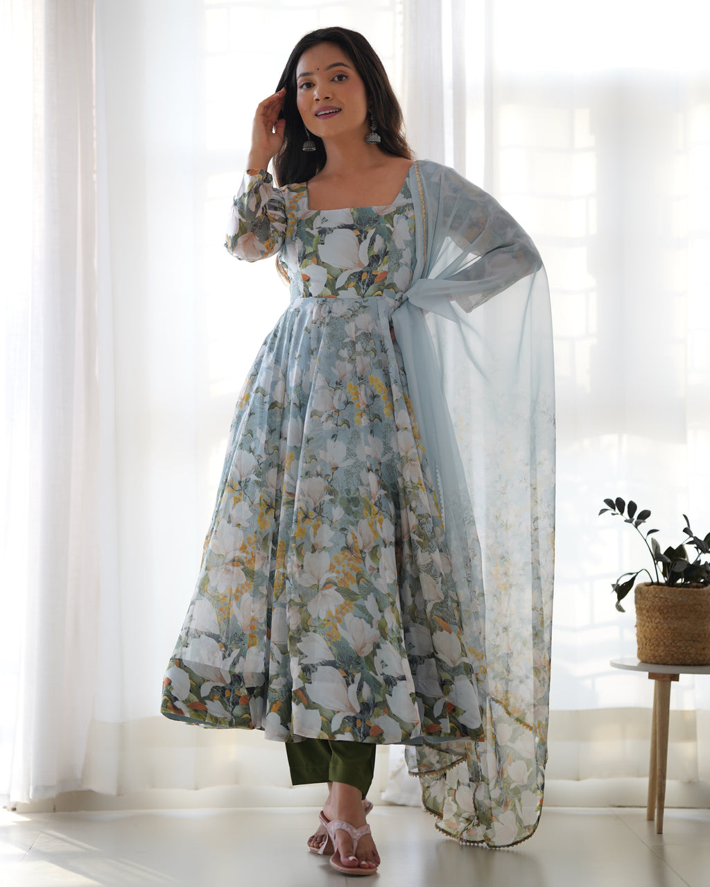 Premium Soft Organza Silk Anarkali Suit Set with Dupatta