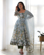 Premium Soft Organza Silk Anarkali Suit Set with Dupatta